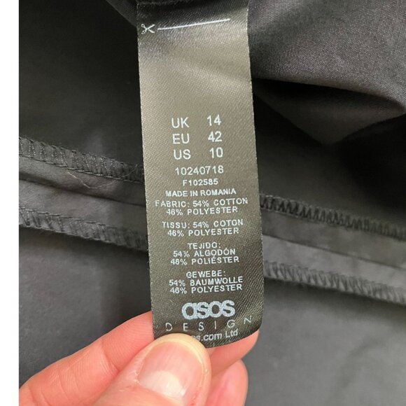 ASOS Black Puff Sleeve Babydoll Mini Dress Size 10 - Picture 9 of 10